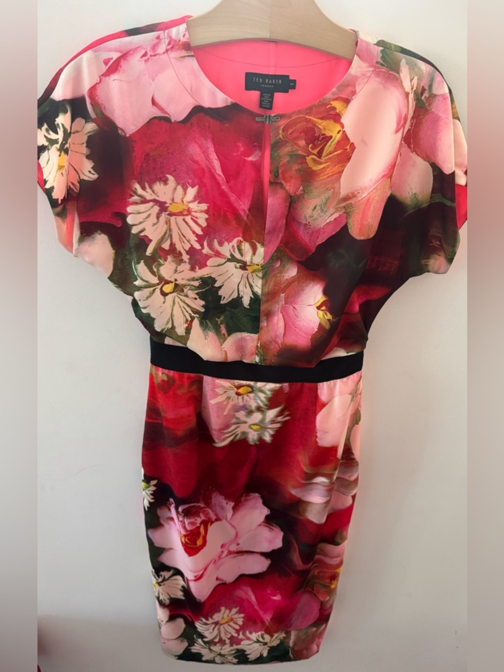 Ted Baker Pink and Red Floral Sheath Dress, Size 1